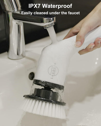 Leebein Electric Spin Scrubber, Cordless Cleaning Brush with 8 Replaceable Brush