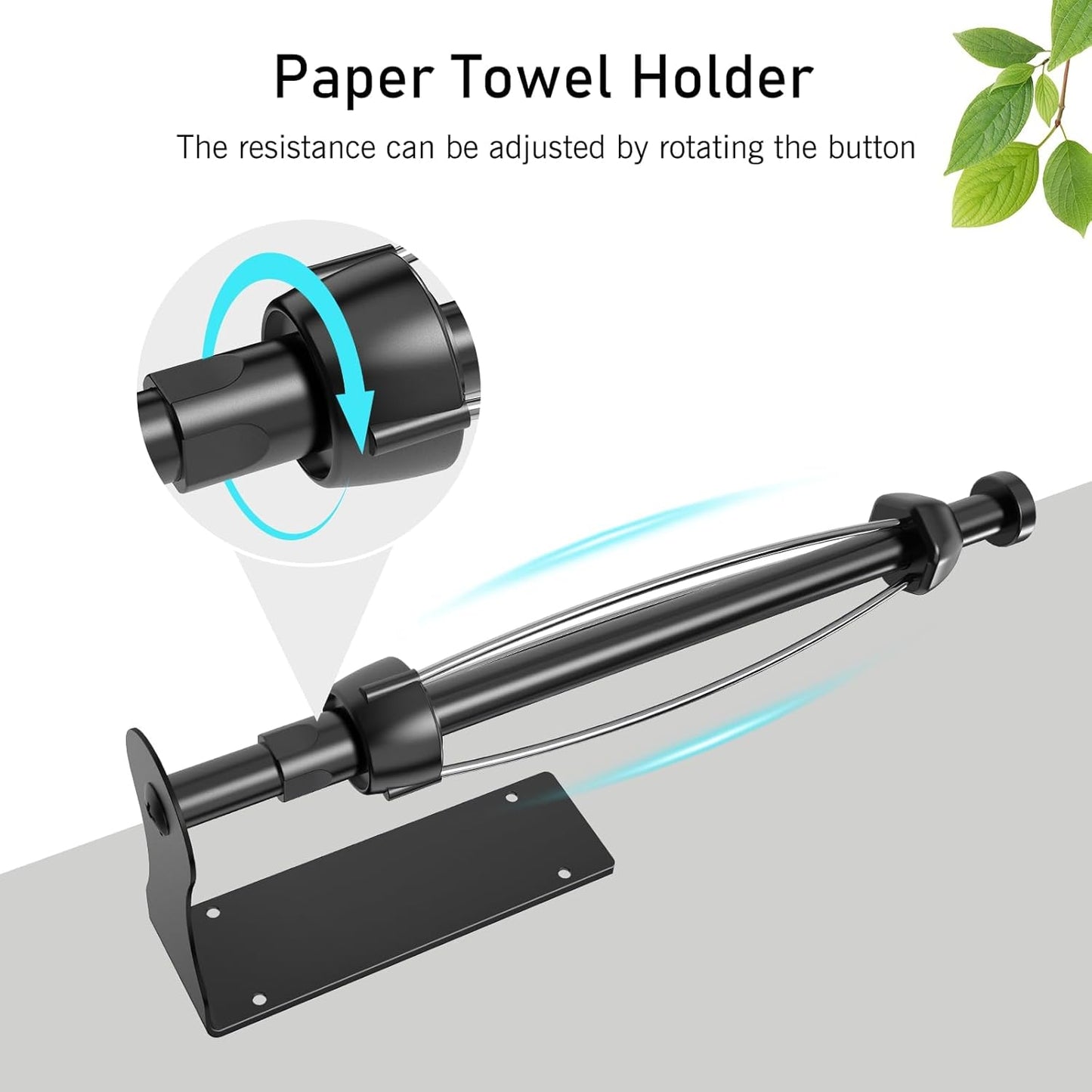 SetSail Paper Towel Holder, Single Hand Operable Paper Towel Holder Under Cabinet with Adjustable Damper, Easy Tear, Wall