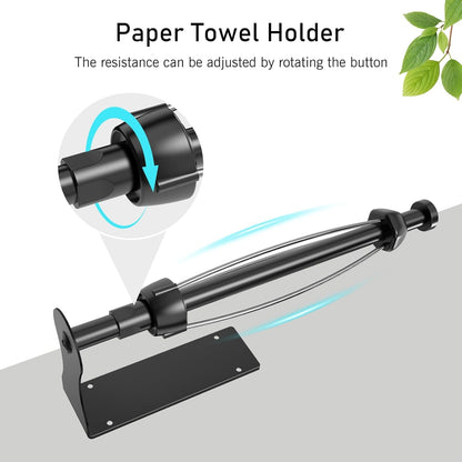 SetSail Paper Towel Holder, Single Hand Operable Paper Towel Holder Under Cabinet with Adjustable Damper, Easy Tear, Wall