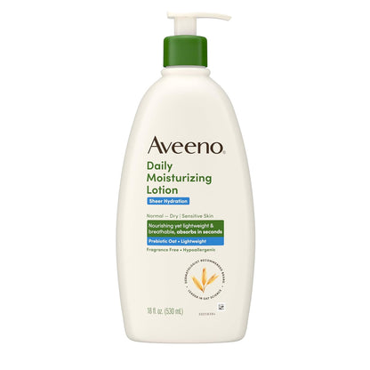 Aveeno Sheer Hydration Fragrance-Free Daily Moisturizing Lotion with Prebiotic Oat for Dry Skin