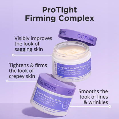 goPure Sculpt & Tone Arm Cream - Firming & Tightening Cream - Visibly Smooths, Lifts, Sculpts Arms - ProTight Complex - Rice Protein, Shea