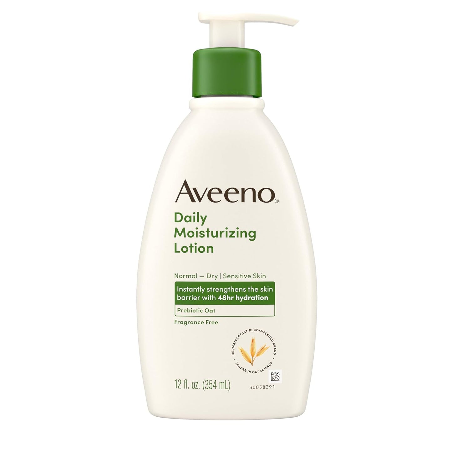 Aveeno Daily Moisturizing Body Lotion with Soothing Prebiotic Oat, Gentle Lotion Nourishes Dry Skin With Moisture, Paraben-, Dye- &