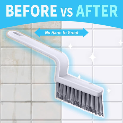 Lumkew Grout Cleaner Brush V Shape, Stiff Grout Cleaning Brushes for Tile Floor, Handheld Grout Scrub Brush Set for Shower, Bathroom