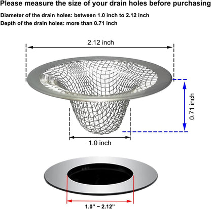 1.0" Small Drain Strainer, Sink Drain Hair Catcher, Bathroom Sink Drain Strainer, 2PCS Drain Mesh Baskets for Laundry, Mop Pool, Utility