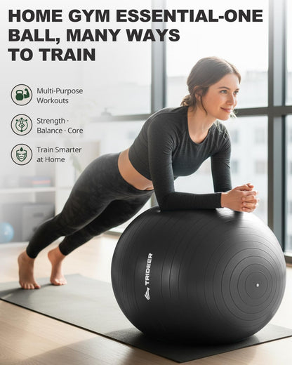 Trideer Exercise Ball for Yoga, Pilates & Fitness Stability Ball Equipment for Home Gym & Office Chair, Core & Balance Training