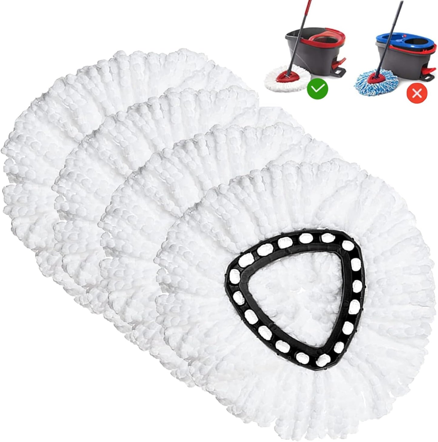 Spin Mop Replacement Head 4 Pack Mop Refill,Deep Clean,Machine Washable and Easy to Replace