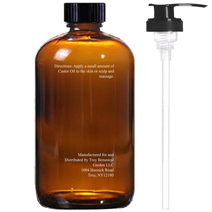 Essentially KateS Castor Oil 16 Fl Oz (Glass Bottle) - Original - A Huge Glass Bottle with a Pump - 100% Pure and Natural, Cold
