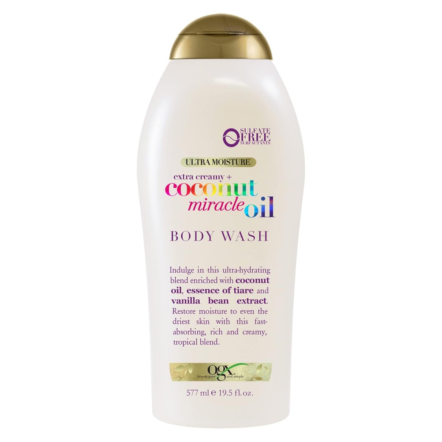 OGX Extra Creamy + Coconut Miracle Oil Ultra Moisture Body Wash, Rich Shower Gel for Dry Skin Infused with Coconut Oil, Body Wash for