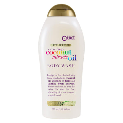 OGX Extra Creamy + Coconut Miracle Oil Ultra Moisture Body Wash, Rich Shower Gel for Dry Skin Infused with Coconut Oil, Body Wash for