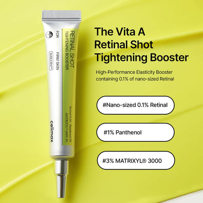 celimax The Vita A Retinal Shot Tightening Booster, 0.1% Retinal, 3% Matryxyl, High-Strength Retinoid for Anti-Aging, Pore