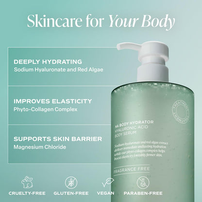 Saltair Hyaluronic Acid Body Serum Hydrating Body Lotion for Smoother Looking Skin Sheer Gel Moisturizer with Sodium Hyaluronate & Red Algae