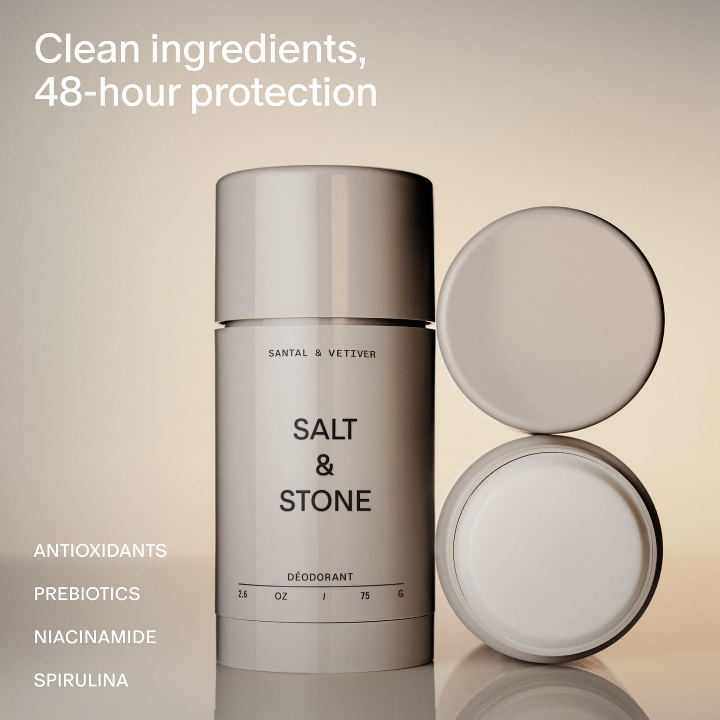 Salt & Stone Aluminum Free Deodorant, Extra Strength 48 Hour Protection for Women & Men, Made with Seaweed Extracts, Niacinamide &