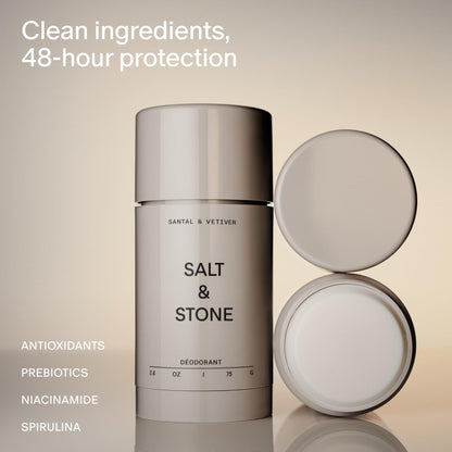 Salt & Stone Aluminum Free Deodorant, Extra Strength 48 Hour Protection for Women & Men, Made with Seaweed Extracts, Niacinamide &