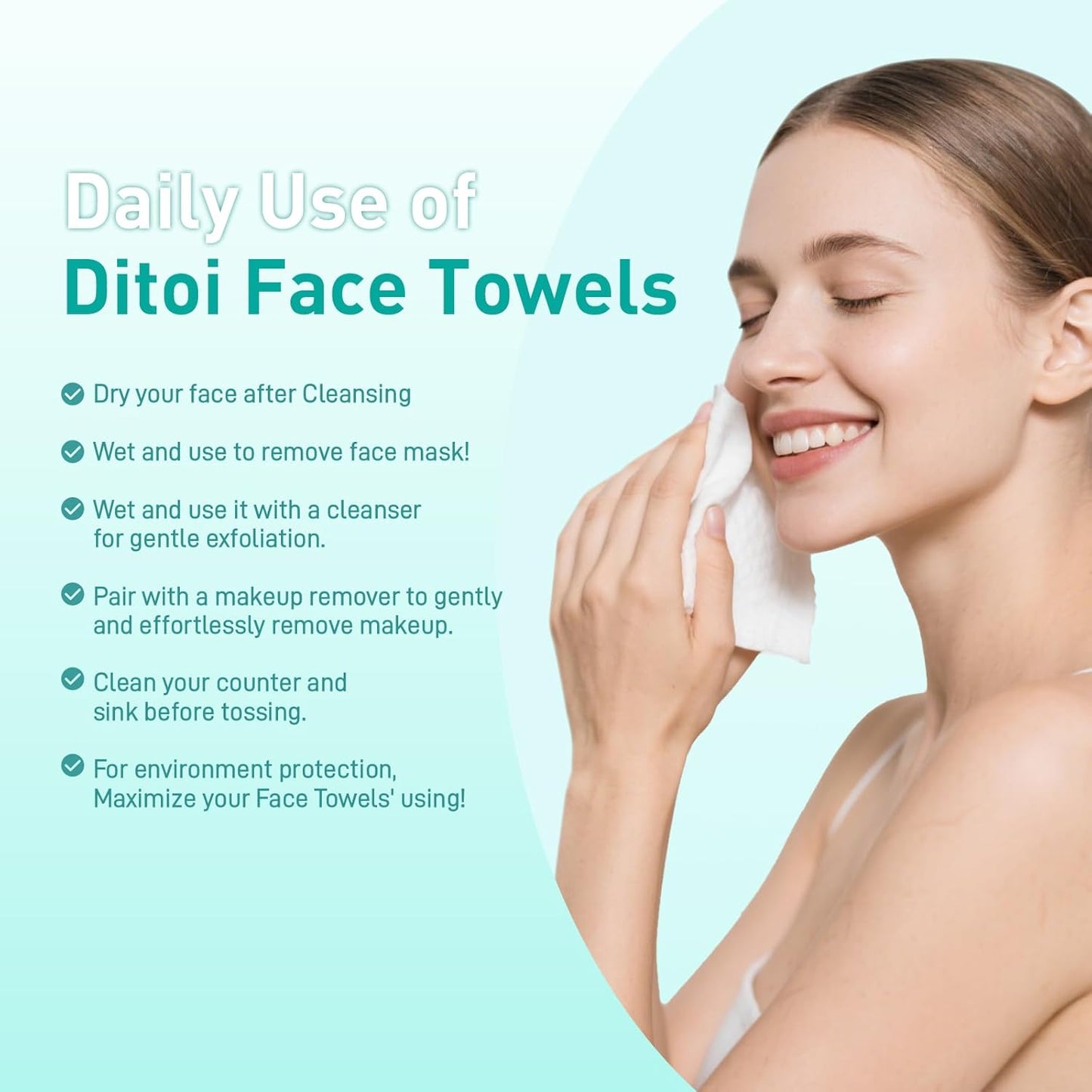 Face Towels, 10"12" Disposable Face Towel, Face Towelettes XL, Ultra Soft Makeup Remover Dry Wipes, Thick Face Towel for Sensitive