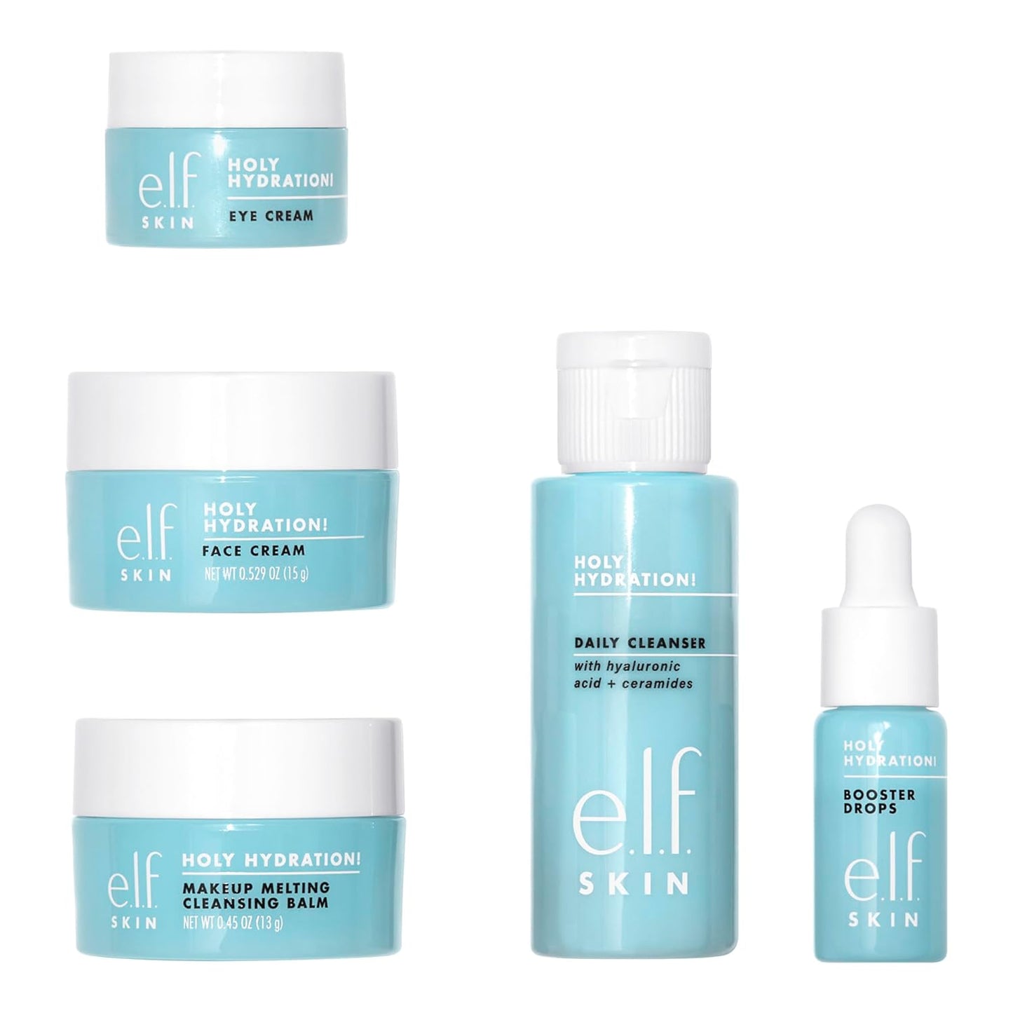 e.l.f. SKIN Holy Hydration! Hydrated Ever After Skincare Mini Kit, Cleanser, Makeup Remover, Moisturizer & Eye Cream For Hydrating