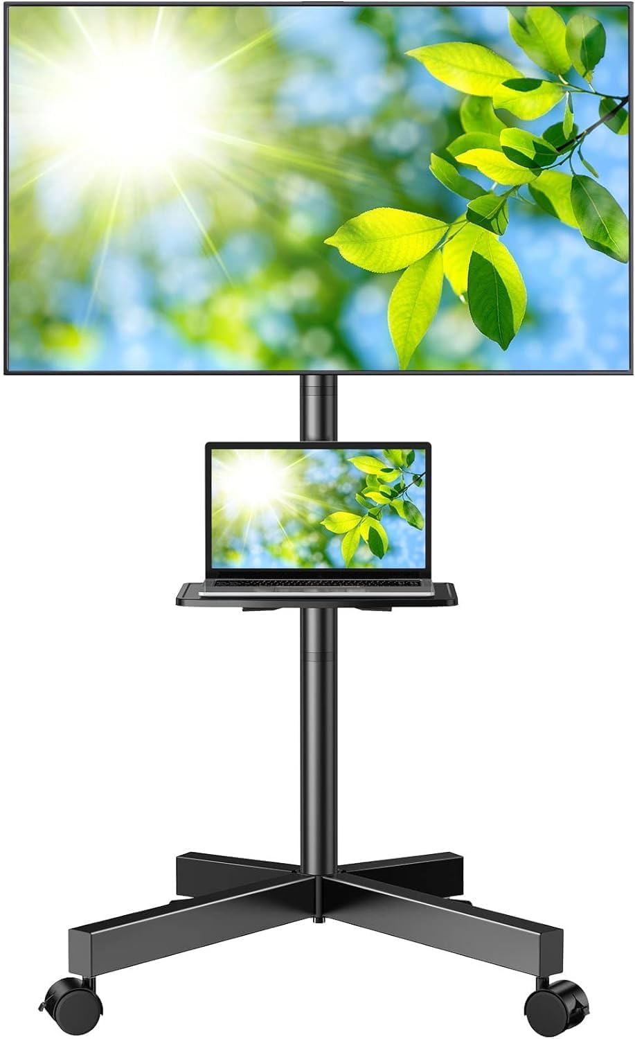 PERLESMITH Rolling TV Stand, Mobile TV Stand for 23-60 Inch LCD LED TVs, Tilt TV Stand Wheels Holds up to