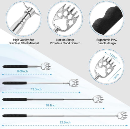 Yeipis 3 Pack Different Back Scratcher Metal Portable Telescoping with Rubber Handles, Extendable Back Massager Tool with Beautiful