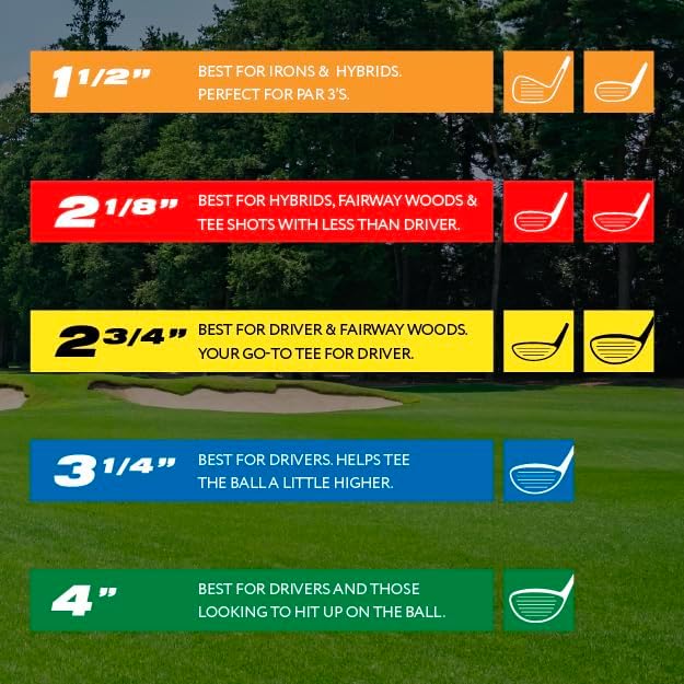 PrideSports PTS Wood Golf Tees, 100 Count, 2-3/4 Inch, Wood Tee on Tour, Best for Drivers & Woods