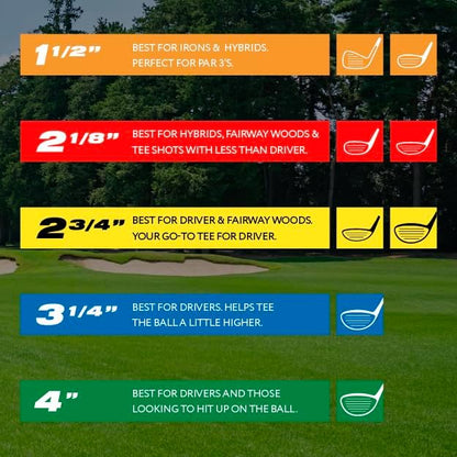 PrideSports PTS Wood Golf Tees, 100 Count, 2-3/4 Inch, Wood Tee on Tour, Best for Drivers & Woods