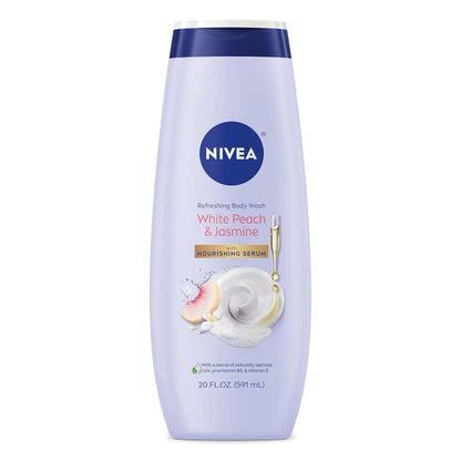 NIVEA Refreshing White Peach and Jasmine Body Wash with Nourishing Serum, Scented Body Wash for Women, Enriched with Provitamin B5 and Vitamin