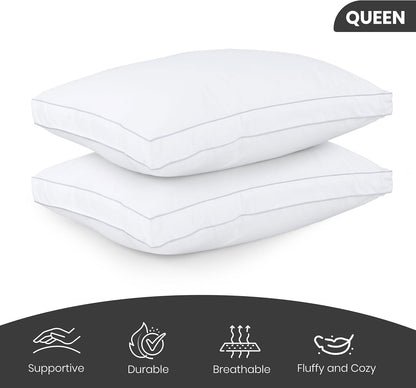 Utopia Bedding Bed Pillows for Sleeping Queen Size (White), Set of 2, Soft & Fluffy Pillow with Down Alternative Filling, Cooling, Hotel