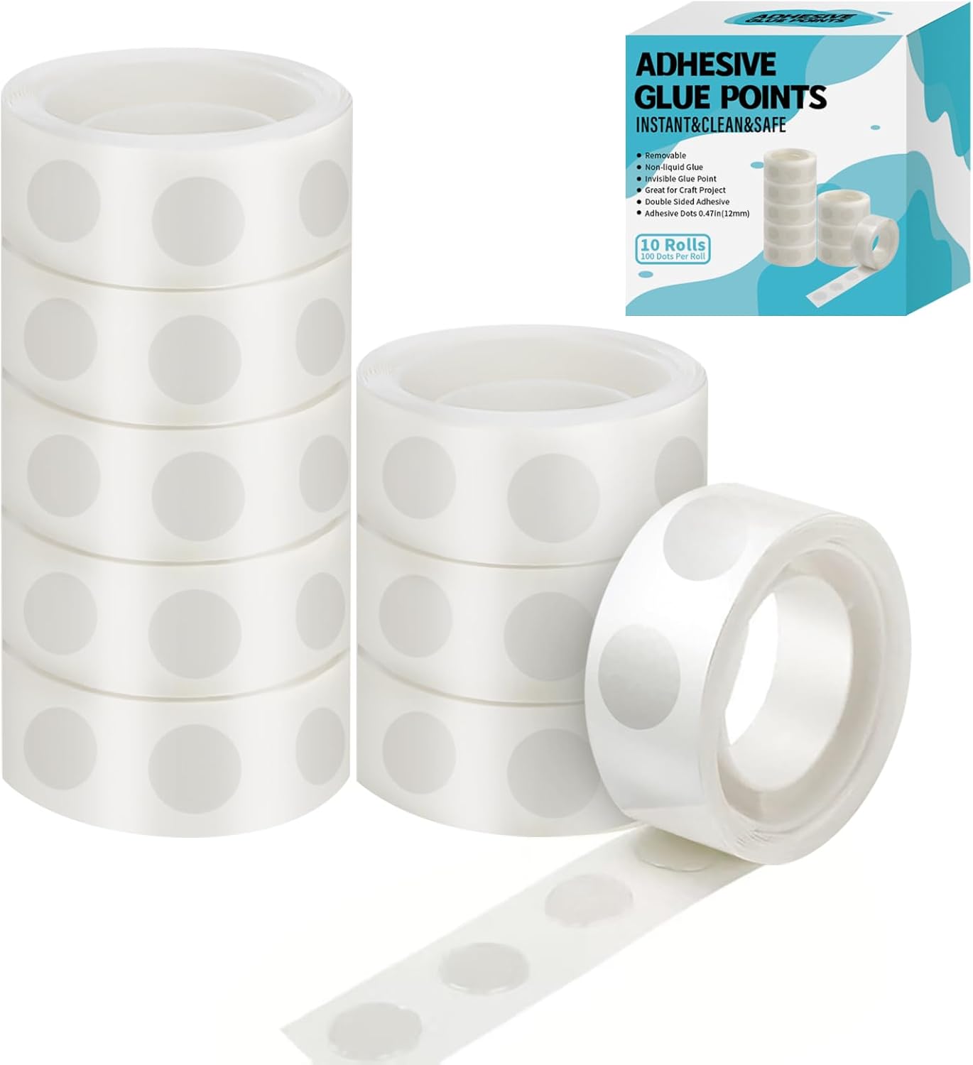 1000pcs Glue Point Clear Balloon Glue Removable Adhesive Dots Double Sided Dots of Glue Tape for Balloons Craft Glue Points Dots Sticky Dots or