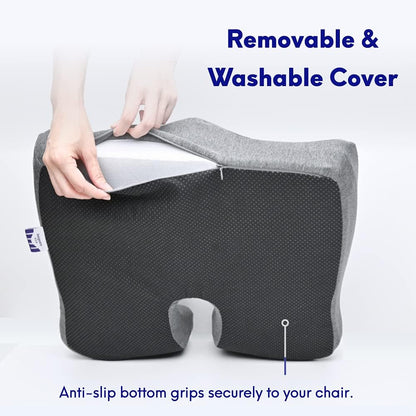 Cushion Lab Patented Pressure Relief Seat Cushion for Long Sitting Hours on Office & Home Chair - Extra-Dense Memory Foam for Soft Support. Car Pad