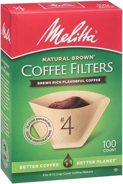 Melitta Cone Coffee Filters, Natural Brown, 100 Count (Pack Of 3), 300 Total Filters - Fits all 8-12 Cup Cone Coffee Makers and