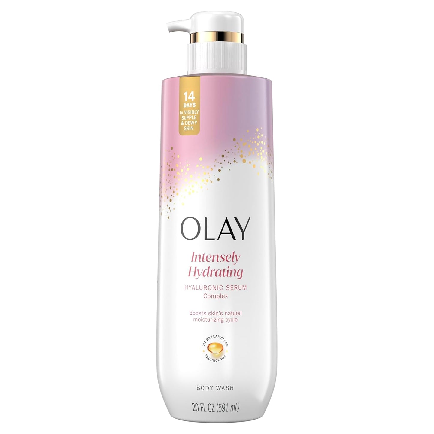 Olay Body Wash for Women, Intensely Hydrating, Hyaluronic Acid Serum Complex, Renews Moisture, Free of Parabens &