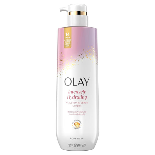 Olay Body Wash for Women, Intensely Hydrating, Hyaluronic Acid Serum Complex, Renews Moisture, Free of Parabens &