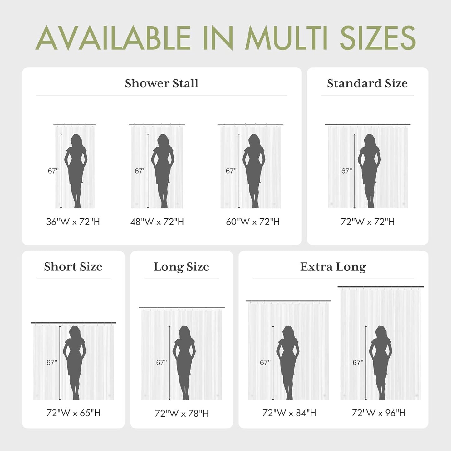 AmazerBath Shower Curtain Liner, 72x72 Clear Shower Curtain Liner, Waterproof Plastic Shower