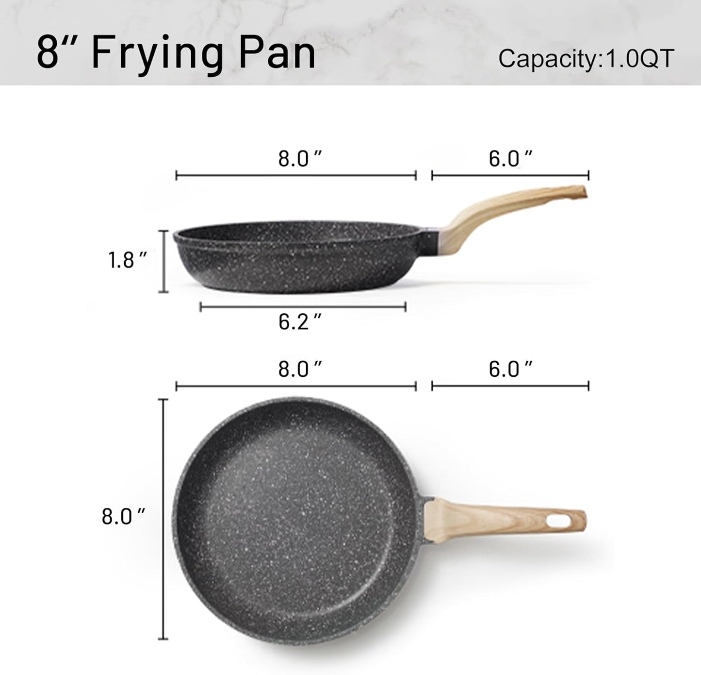 CAROTE Nonstick Frying Pan Skillet,Non Stick Granite Fry Pan Egg Pan Omelet Pans, Stone Cookware Chef's Pan, PFOA