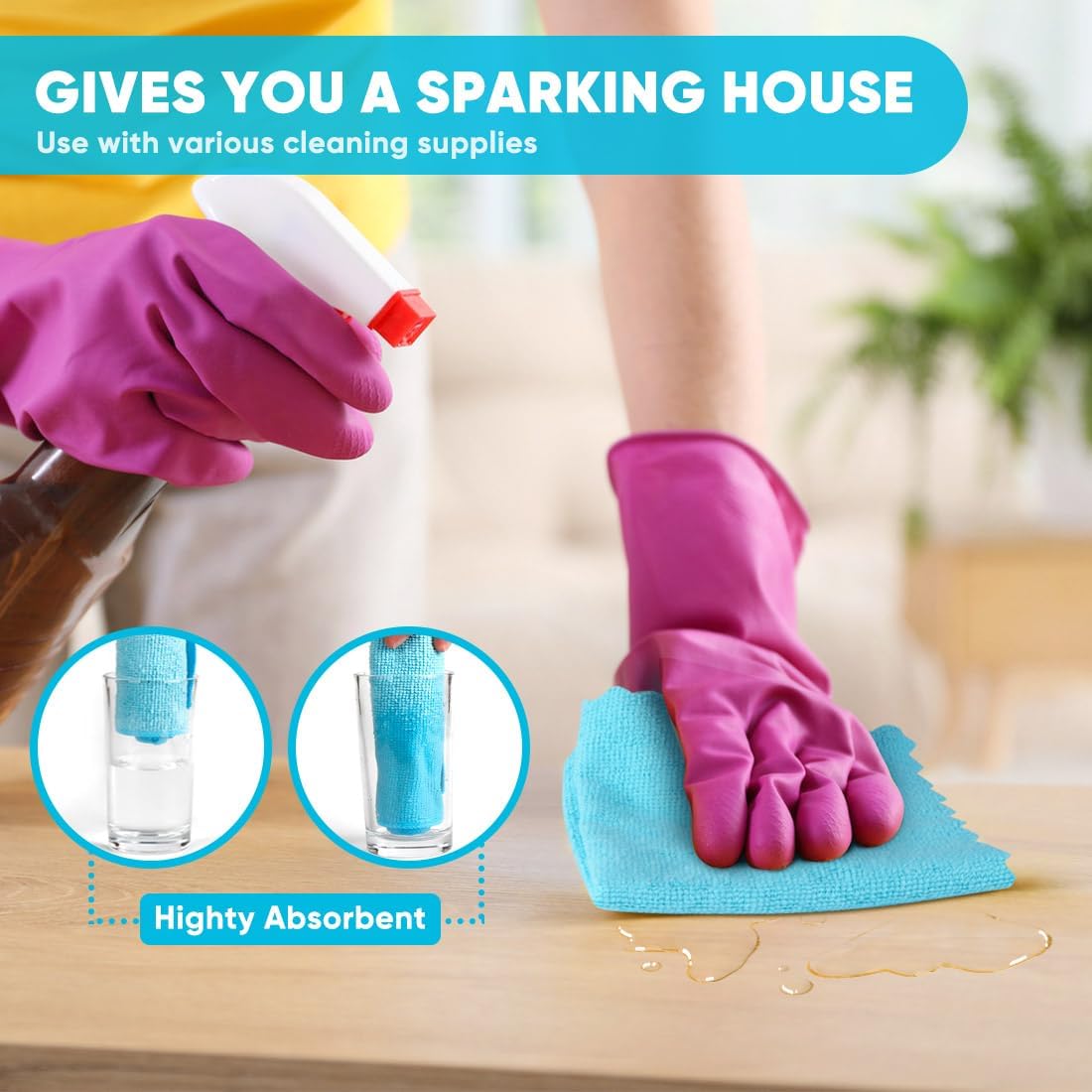 Orighty Microfiber Cleaning Cloth, 24 Pack Highly Absorbent Cleaning Rags, Household Cleaning