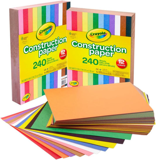 Crayola Construction Paper Bulk Pack (480 Sheets) 10 Assorted Colors, 9x12, Classroom Arts & Crafts Supplies for Kids, Art Paper for School Projects