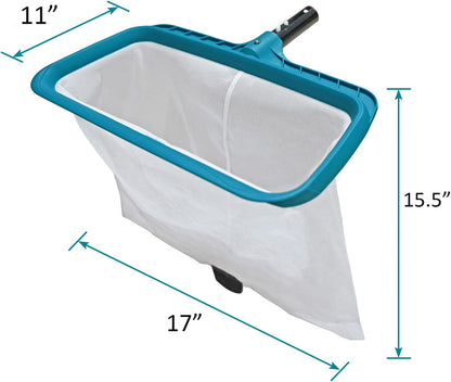 POOLWHALE Professional Pool Skimmer Net, Heavy Duty Swimming Leaf Rake Cleaning Tool with Deep Fine Nylon Mesh Net Bag - Fast