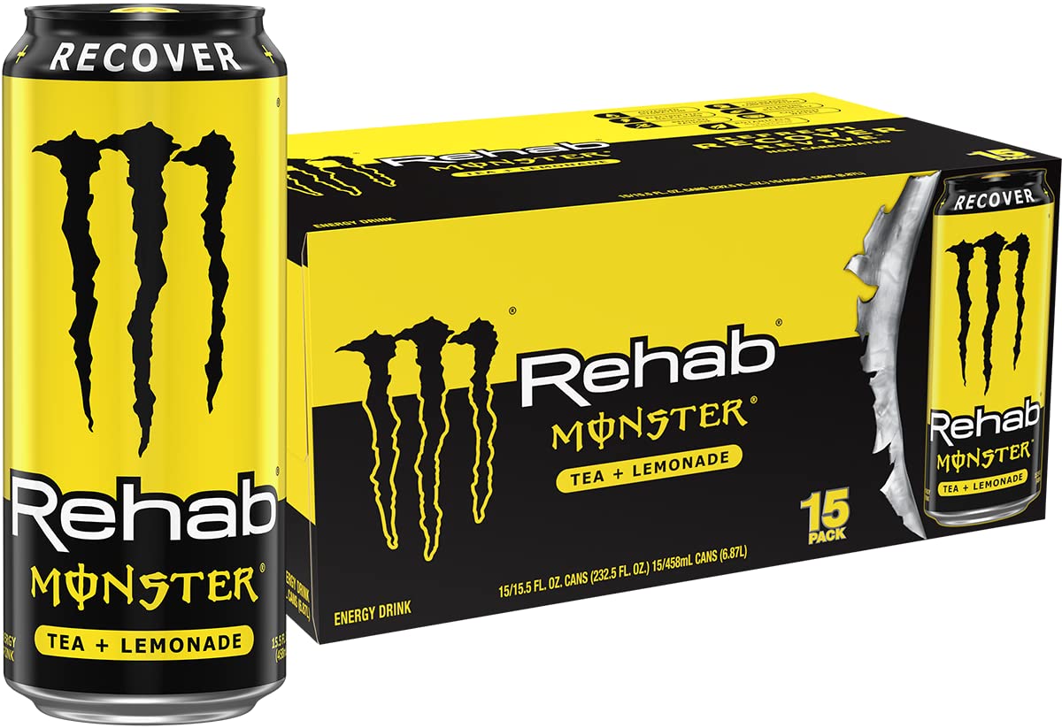 Monster Rehab Tea + Lemonade + Energy, Energy Drink 15.5 Ounce, Energy Iced Tea5