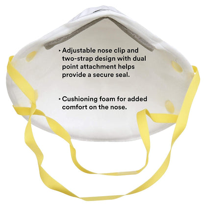 3M 8210 Particulate Respirator, N95, Pack of 20 Disposable Respirator, NIOSH APPROVED, Two-Strap Cup Style