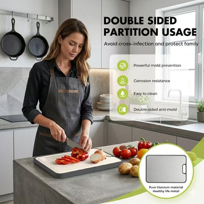 Sumzzz Titanium Cutting Board for Kitchen, Non Toxic 2-in-1 Cutting Board Double Sided Food Grade Pure