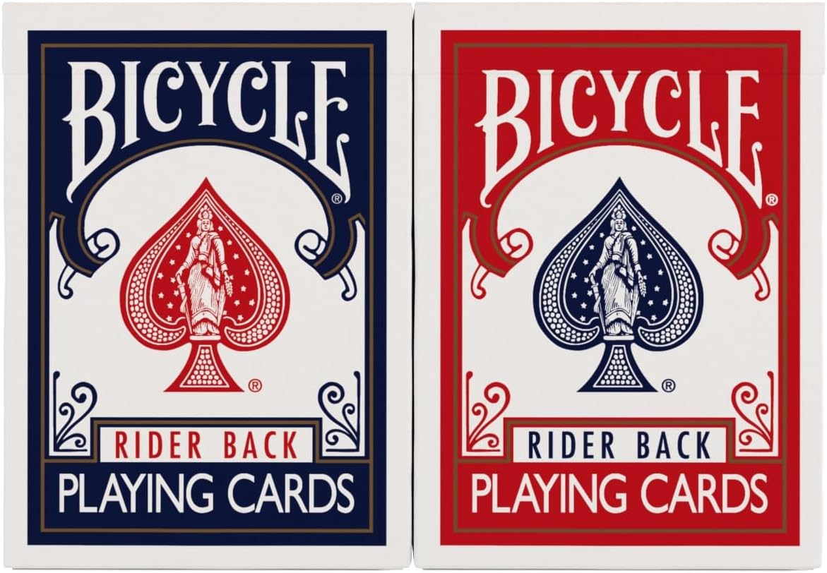 Bicycle Rider Back Playing Cards, Standard Poker Size Deck of Cards, Red & Blue (2 Pack), Classic Cards for Poker
