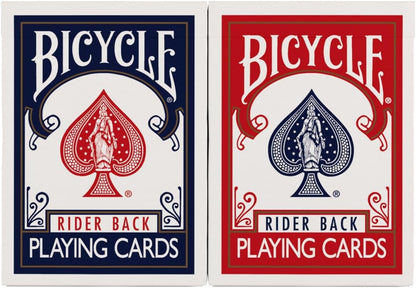 Bicycle Rider Back Playing Cards, Standard Poker Size Deck of Cards, Red & Blue (2 Pack), Classic Cards for Poker
