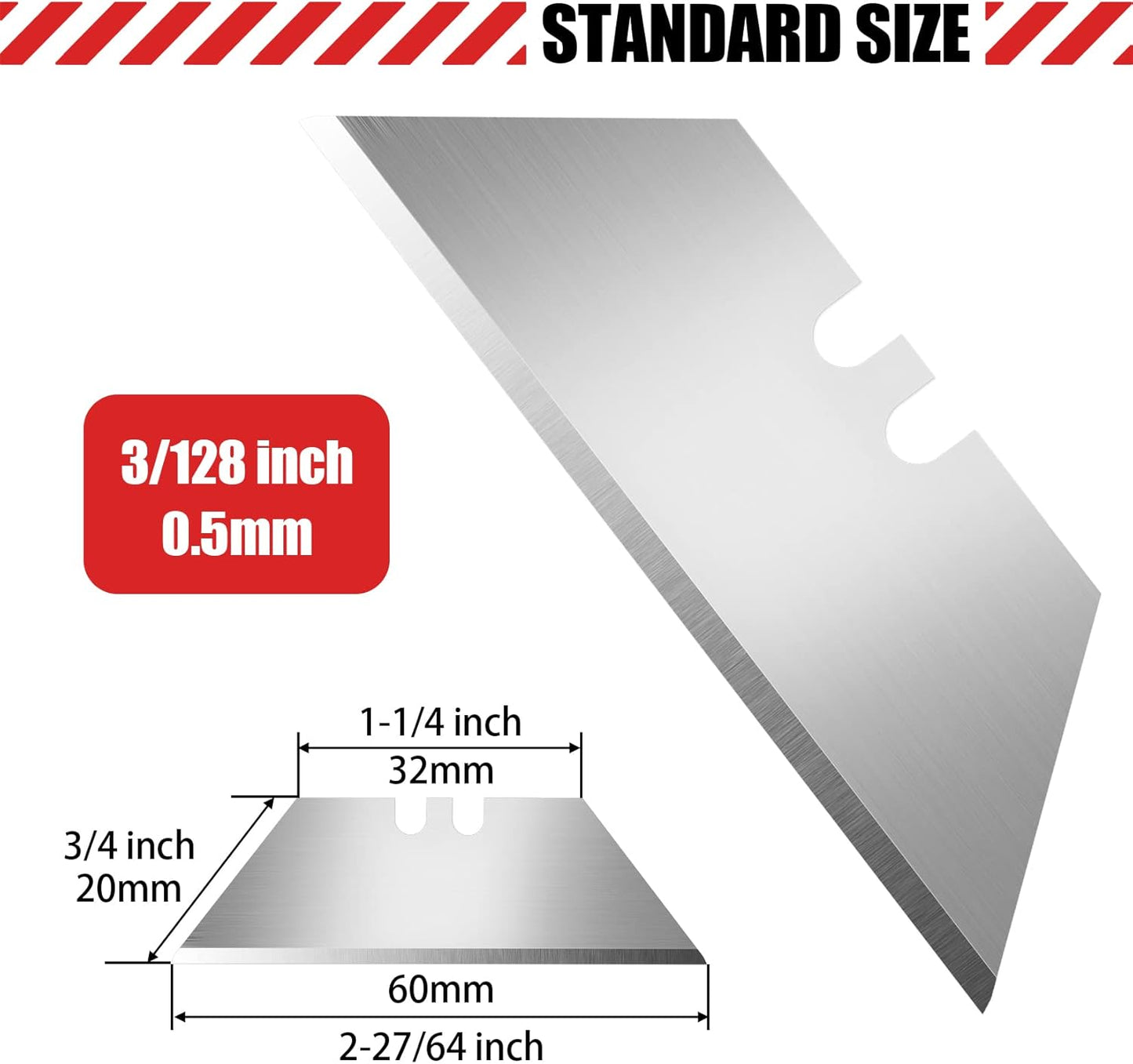 DIYSELF 50 Pack Utility Knife Blades, SK5 Steel Box Cutter Blades with Dispenser, Standard Blades for Box Cutter Utility Knife