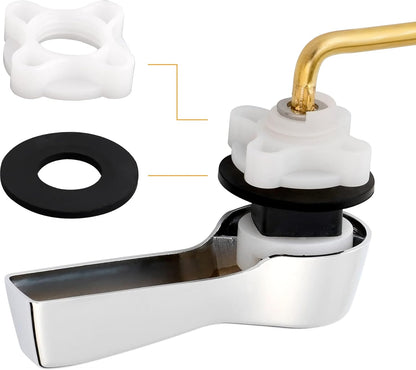 Hibbent Universal Metal Front Mount Toilet Handle Replacement Kit, Brass Toilet Flush Tank Lever with Stainless Steel Flapper Chains for Most