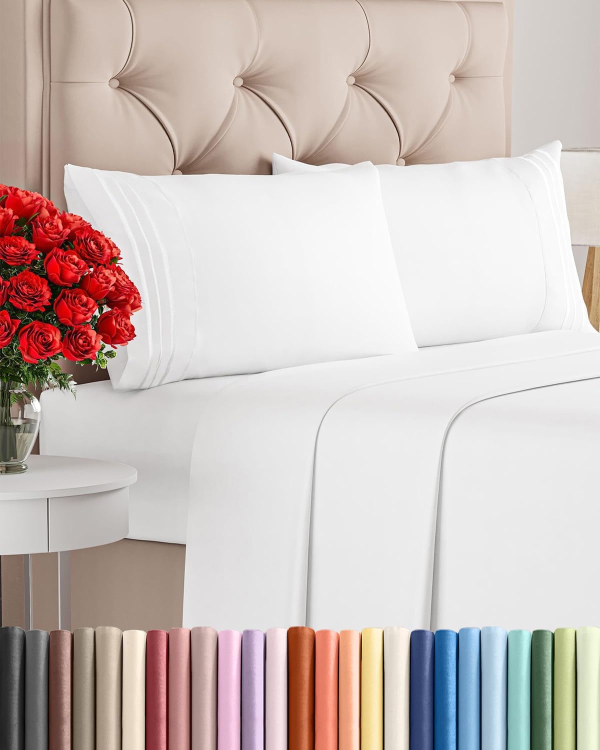 Queen Size 4 Piece Sheet Set - Comfy Breathable & Cooling Bed Sheets Set - Hotel Luxury Bedding for Women, Men, Kids