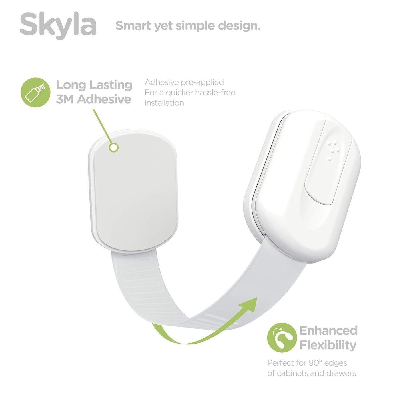 SKYLA HOMES Baby Locks (8-Pack) Child Safety Cabinet Proofing - Safe Quick and Easy 3M Adhesive Cabinet Drawer Door Latches No Screws & Magnets