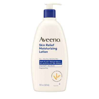 Aveeno Skin Relief Moisturizing Lotion Heals Very Dry, Sensitive Skin, Fast-Absorbing Body Lotion with Soothing Triple Oat & Shea Butter