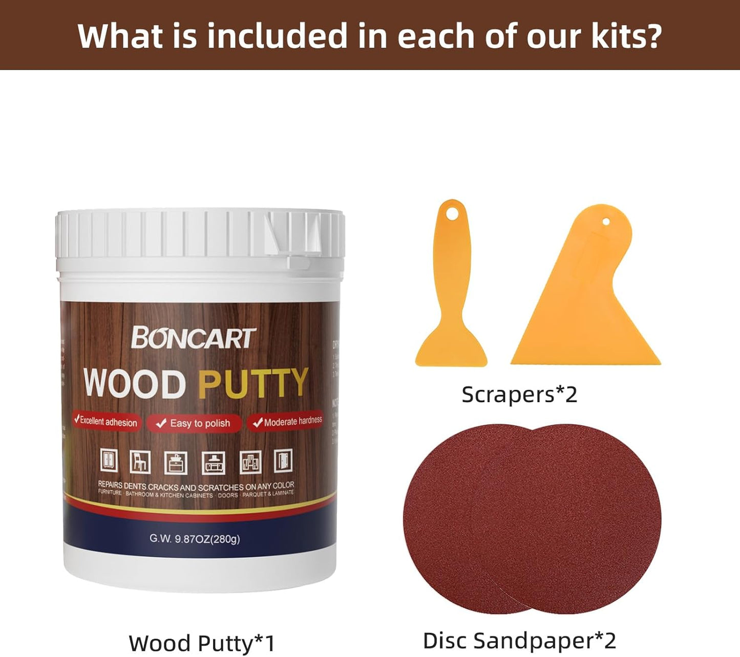 BONCART Wood Filler,Wood Putty,Wood Filler Paintable,Wood Repair Putty Stainable,9.87 Ounce White Wood Filler,Wood Furniture Repair