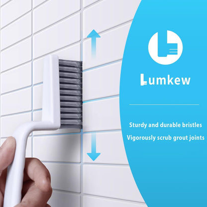 Lumkew Grout Cleaner Brush V Shape, Stiff Grout Cleaning Brushes for Tile Floor, Handheld Grout Scrub Brush Set for Shower, Bathroom