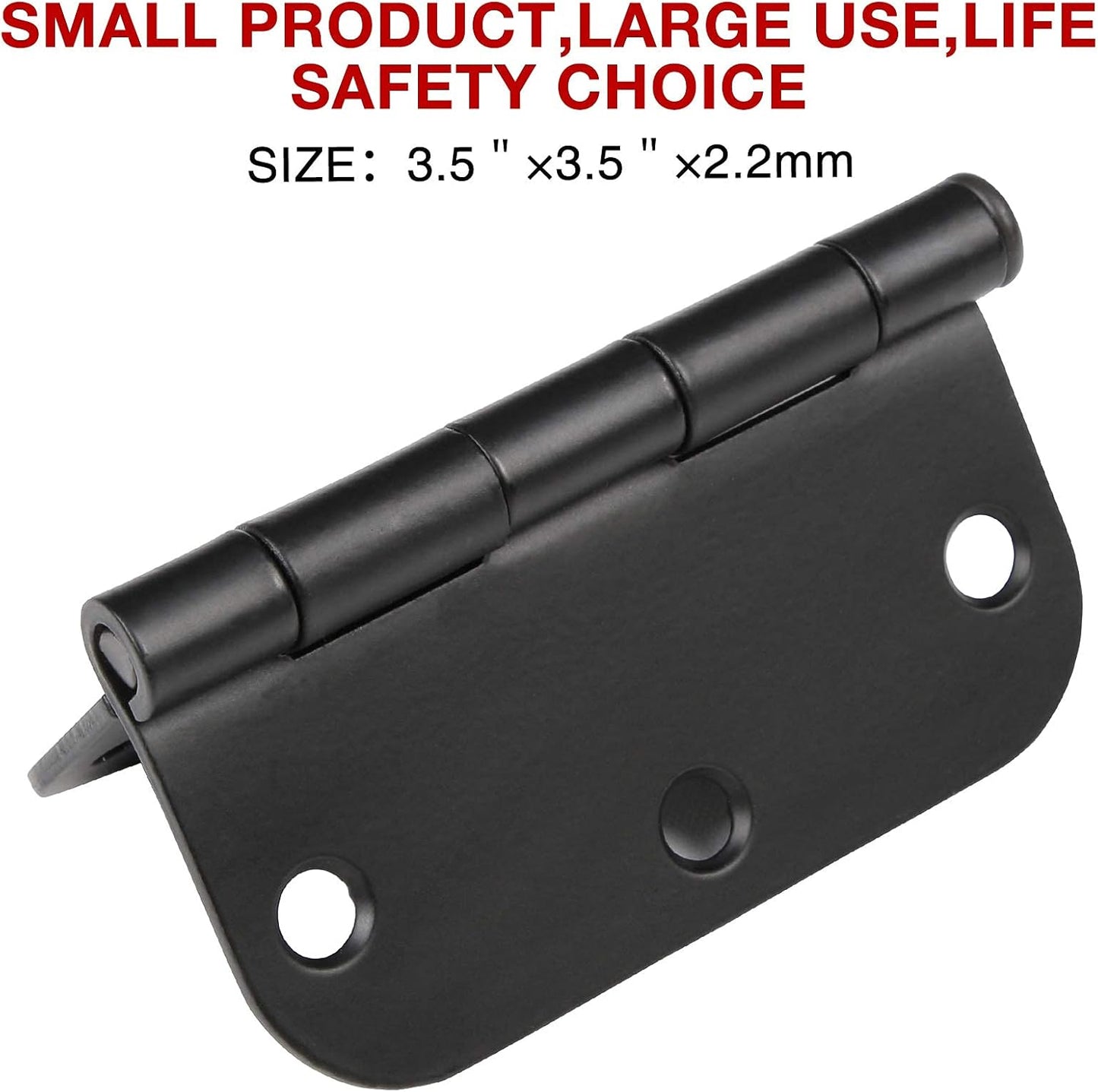 30 Pack Rounded Matte Black Door Hinges 3.5 Inch 5/8" Radius Interior 3 1/2" Flat Iron Bifold Residential Standard Bedroom Indoor for Doors 3