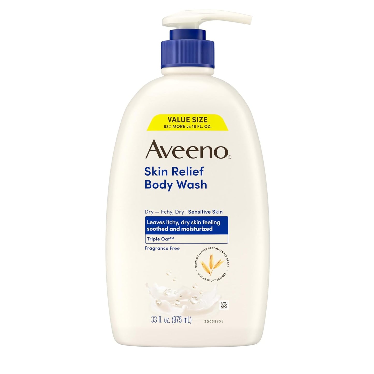 Aveeno Skin Relief Fragrance-Free Body Wash with Triple Oat Complex, Gentle Daily Cleanser for Sensitive Skin Leaves