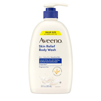 Aveeno Skin Relief Fragrance-Free Body Wash with Triple Oat Complex, Gentle Daily Cleanser for Sensitive Skin Leaves